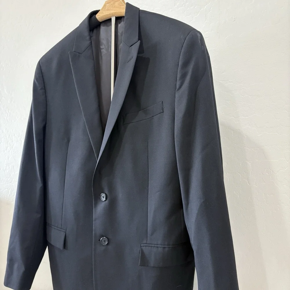 Egara men's 44R slim fit blazer black  sport coat‎ wool suiting 2-button